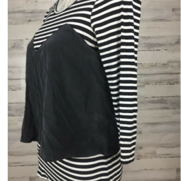 BCBG Maxaria Striped Sweetheart Top Small Black - Picture 3 of 6